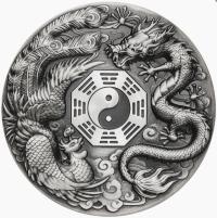Image 3 for 2019 Dragon and Phoenix 5oz Silver Antiqued Coin