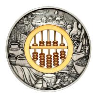 Image 1 for 2019 2oz Silver Antiqued Coin with Golden Abacus Insert