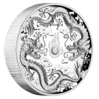 Image 2 for 2019 Double Dragon 2oz Silver Proof High Relief Coin