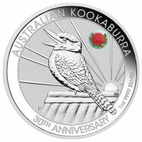 Image 2 for 2020 Sydney ANDA Expo Special 30th Anniversary Australian Kookaburra 1oz Silver Coin with Floral Privy Mark