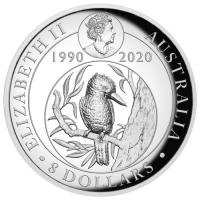 Image 4 for 2020 30th Anniversary Australian Kookaburra  5oz Silver Proof High Relief Gilded Coin