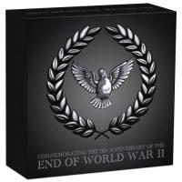 Image 1 for 2020 2oz Silver Antiqued Coin - 75th Anniversary of The End of WWII