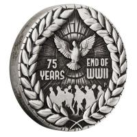 Image 2 for 2020 2oz Silver Antiqued Coin - 75th Anniversary of The End of WWII