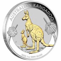 Image 1 for 2020 Australian Kangaroo 1oz Silver Gilded Edition