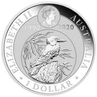 Image 3 for 2020 Melbourne ANDA Expo Special 30th Anniversary Australian Kookaburra 1oz Silver Coin with Floral Privy