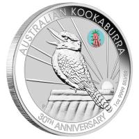 Image 2 for 2020 Melbourne ANDA Expo Special 30th Anniversary Australian Kookaburra 1oz Silver Coin with Floral Privy