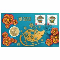 Image 1 for 2020 Issue 01 Year of the Rat Stamp and Coin Cover PNC