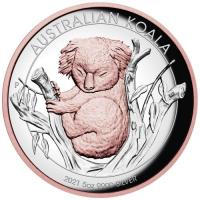 Image 2 for  2021 Australian Koala 5oz Silver Proof High Relief Gilded Coin