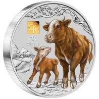 Image 1 for 2021 Australian Lunar Series III Year of the Ox 1 Kilo Silver Coin with Gold Privy Mark - Coin in Capsule only