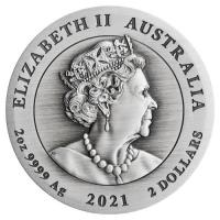 Image 4 for 2021 2oz Silver Antiqued Coin Australian Lunar Series - Year of the Ox 