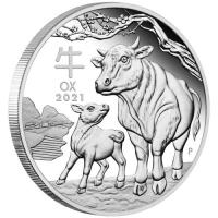 Image 2 for 2021 Australian Lunar Series III Year of the Ox Half oz Silver Proof Coin