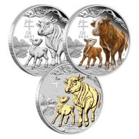 Image 2 for 2021 Australian Lunar Series III Year of the Ox 1oz Silver Proof Trio