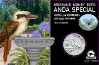 Image 1 for 2022 Australian Kookaburra 1oz Silver Coin with Koala Privy Mark Brisbane ANDA Money Expo
