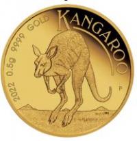 Image 2 for 2022 $2 Mini Kangaroo 0.5g Gold Proof Coin in Card