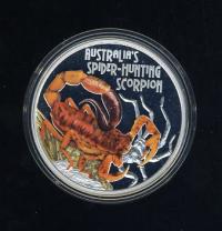 Image 2 for 2014 Tuvalu Australian Spider Hunting Scorpion 1oz Coloured Silver Proof