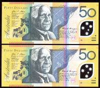 Image 2 for 2008 Consecutive Pair $50 Polymer CC07 175955-956 UNC