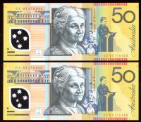 Image 1 for 2008 Consecutive Pair $50 Polymer CC07 175955-956 UNC