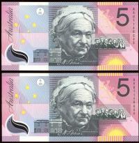 Image 1 for 2001 $5 Pair First Prefix AA01 148943-44 UNC