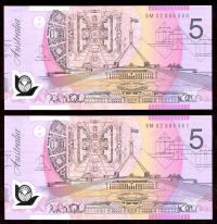 Image 1 for 2002 Consecutive Pair $5.00 BM02 386560-561 UNC