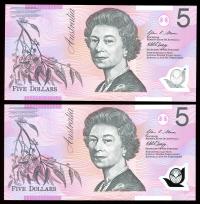 Image 2 for 2007 Consecutive Pair $5.00 FD07 324885-886 UNC