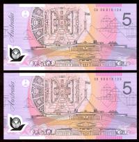 Image 1 for 2008 Consecutive Pair $5 CB08 819124-125 UNC