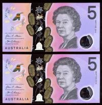 Image 2 for 2016 Consecutive Pair $5.00 AG16 1115375-376 UNC