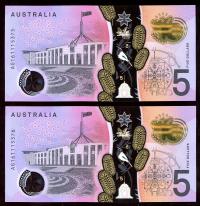 Image 1 for 2016 Consecutive Pair $5.00 AG16 1115375-376 UNC
