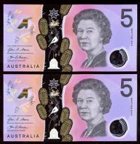 Image 2 for 2016 Consecutive Pair $5.00 AG16 1115377-378 UNC