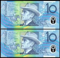 Image 2 for 1997 $10 Pair  First Prefix AA97 001094-095 UNC