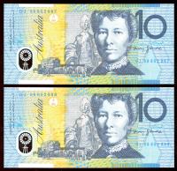 Image 1 for 1998 Consecutive Pair $10.00 DJ98 852887-888 UNC