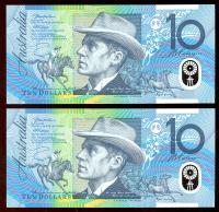 Image 2 for 2003 Consecutive Pair $10.00 First Prefix AA03 031161-162 UNC