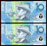 Image 2 for 2003 Consecutive Pair $10.00 First Prefix AA03 033669-670 UNC