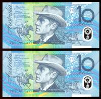 Image 2 for 2003 Consecutive Pair $10.00 First Prefix AA03 034622-633 UNC