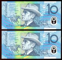 Image 2 for 2003 Consecutive Pair $10.00 First Prefix AA03 034628-629 UNC