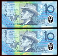 Image 2 for 2006 Consecutive Pair $10 First Prefix AA06 941699-700 UNC