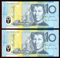 Image 1 for 2006 Consecutive Pair $10 First Prefix AA06 941699-700 UNC