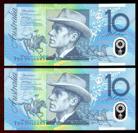 Image 2 for 2006 Consecutive Pair $10 First Prefix AA06 942099-100 UNC