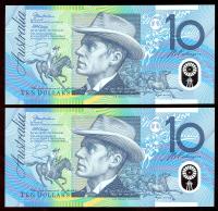 Image 2 for 2006 Consecutive Pair $10 First Prefix AA06 942899-900 UNC
