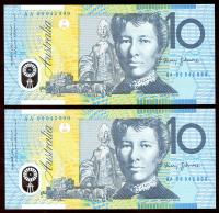 Image 1 for 2006 Consecutive Pair $10 First Prefix AA06 942899-900 UNC