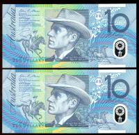 Image 2 for 2008 Consecutive Pair $10.00 AK08 560394-395 UNC