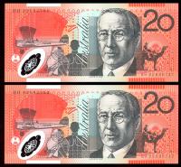 Image 1 for 2002 Consecutive Pair $20 Polymer  UNC - DH02 695731-732