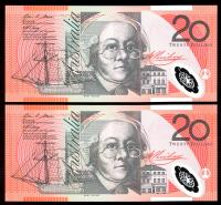 Image 2 for 2007 Consecutive Pair $20 Polymer EK07 600048-049 UNC