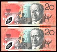 Image 1 for 2007 Consecutive Pair $20 Polymer EK07 600048-049 UNC