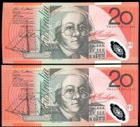 Image 2 for 2008 $20 Polymer Consecutive Pair AC08 974742-43 UNC