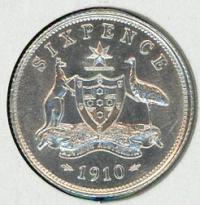 Image 1 for 1910 Australian Sixpence Choice UNC