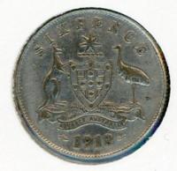 Image 1 for 1918 George V Australian Sixpence Fine