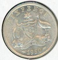Image 1 for 1950 Australian Sixpence EF