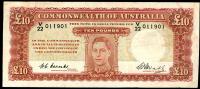 Image 1 for 1949 Ten Pound Note Coombs - Watt Last Prefix V22 011901 aVF
