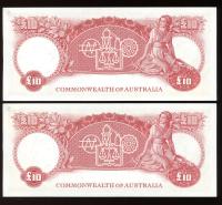 Image 2 for 1960 Consecutive Pair Ten Pound Notes Coombs - Wilson WA36 692929-30 gEF