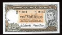 Image 1 for 1961 Coombs-Wilson Ten Shilling Note AH40 913483 EF